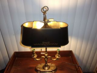 Vintage Frederick Cooper Bouillotte Candelabra Desk Lamp 25 " Brass Shade