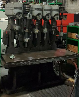 Vintage Footburt (6) Spindle Drill Press With Table