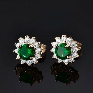 Vintage Jewellery Gold Earrings Emerald And White Sapphires Jewelery Ear Rings 2