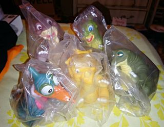 Vintage 5 Pizza Hut Land Before Time Dinosaur Puppets Toys 1988 Un - Opened Rare