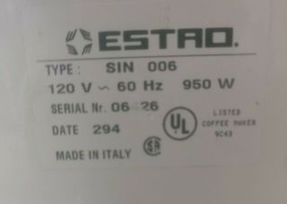 Vintage Estro Vapore Espresso Machine made in Italy Starbucks 6