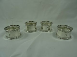 Set X 4 Solid Silver Napkin Rings,  1915 - Mappin & Webb