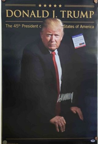 Psa Signed President Donald Trump 45 Maga Poster Photo 24x36 Rare Auto