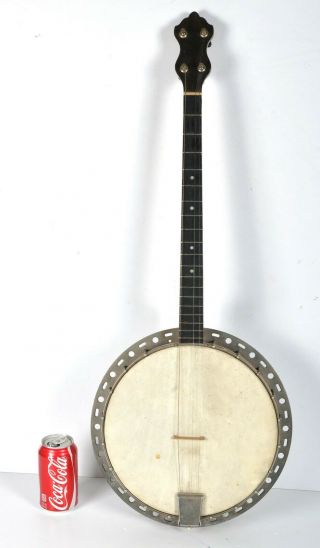 Antique Vintage 4 - String Tenor Banjo Elton Resonator About 14 " Long