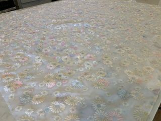 Vintage Sheer Flocked Floral Daisy Fabric 1.  5 yds 4