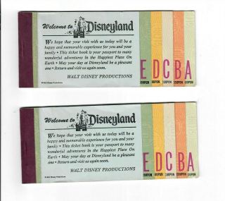 Vintage Walt Disney Disneyland Ticket Booklets W/14 Tickets E Ride Plus