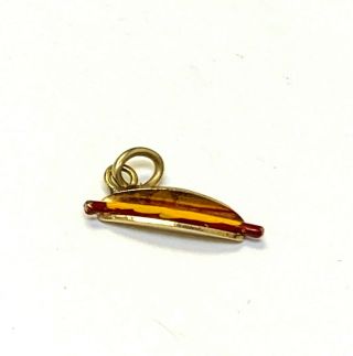 Cute 14k Yellow Gold Vintage Dimensional Hot Dog Baseball Charm Pendant