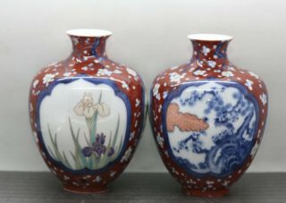Stunning Vintage Japanese Hand Painted Fine Porcelain Vases Hallmarked 3