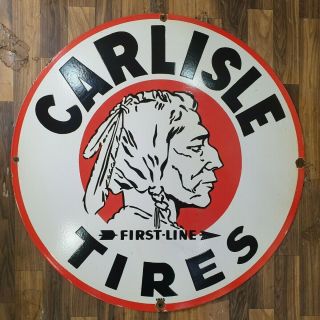 Carlisle Tires Vintage Porcelain Sign 30 Inches Round