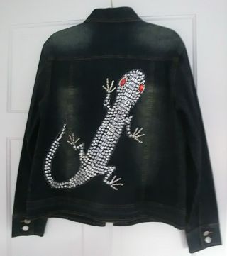 Butler & Wilson Gorgeous Vintage Crystal Lizard Denim Jacket Medium