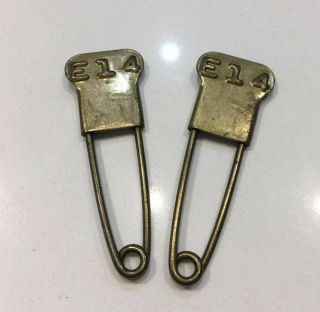 Wwii Era U.  S.  Army Military Laundry Tag Safety Pin Brass