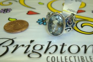 Brighton Nwt Diva Rocks Swirl 7 Blue Sterling Silver.  925 Ring Vintage W/ Tin
