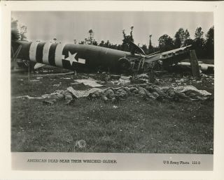 Wwii June 6 1944 Us Army D - Day Normandy Invasion Photo Airplane Glider Wreck Kia