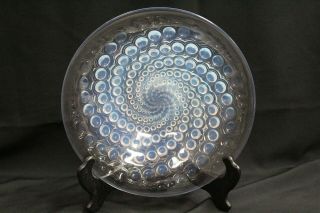 Rare R Lalique Volutes Opalescent Vortex Of Bubbles Centerpiece Glass Bowl