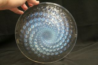 RARE R Lalique Volutes Opalescent Vortex of Bubbles Centerpiece Glass Bowl 5