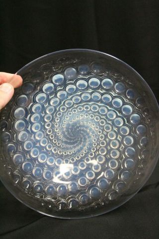 RARE R Lalique Volutes Opalescent Vortex of Bubbles Centerpiece Glass Bowl 9