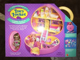 Lucy Locket Doll Carry N Play Dream House Pink Case Polly Pocket Doll W/cat Nrfb