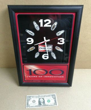 Vtg Champion Spark Plugs 100 Years Of Innovation Clock Rare