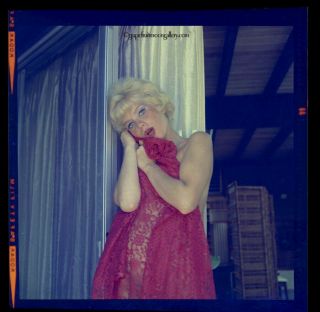 Bunny Yeager 1961 Color Camera Transparency Negative Boudoir Flirty Pose Blonde 2