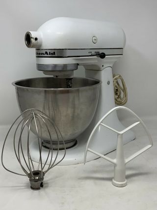 Vintage Kitchenaid K45 Tilt Head Mixer & Accessories Mixing Bowl Beater White