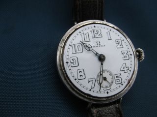 Vintage Silver OMEGA Trench watch,  large size,  36mm,  spares.  No bezel. 3