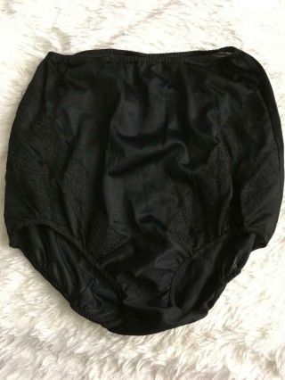 Vtg Van Raalte Brief Panties Black Double Nylon Gusset Lace Granny Small 5