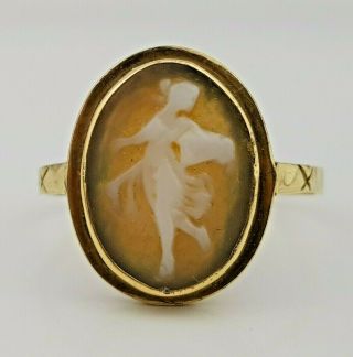 Vintage 9ct Gold Carved Shell Cameo Ring Size Uk N Us 7 Eu 54