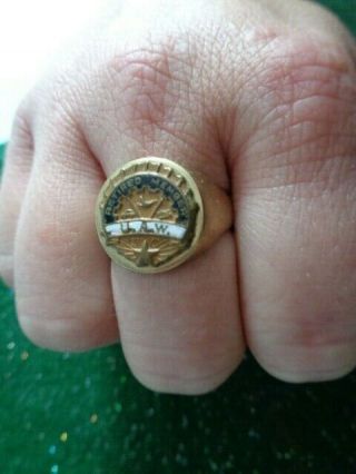 14k Solid Gold Ring Uaw Retired Member Ring Vintage Rare 7.  7 Gr Size 10