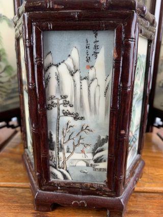 vintage chinese hand printed table screen and brush pot 2