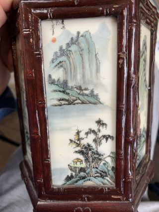 vintage chinese hand printed table screen and brush pot 4