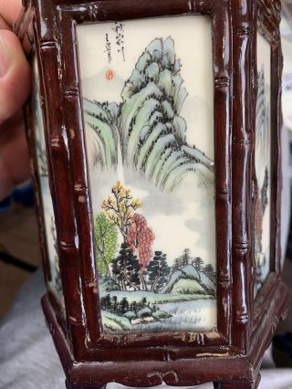 vintage chinese hand printed table screen and brush pot 5