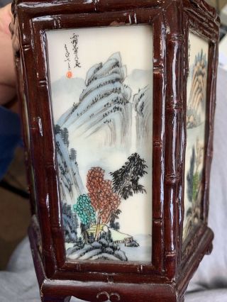 vintage chinese hand printed table screen and brush pot 6