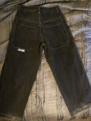 Jnco Black Denim Pants 34w 32L Vintage 90s skater punk raver urban goth 2
