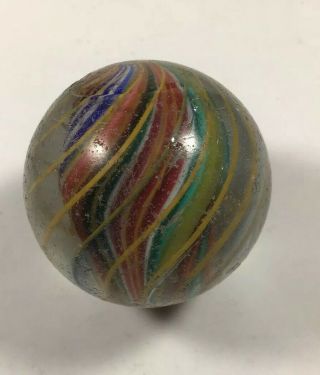 Vintage German Handmade Multi Color Solid Core Marble.  1.  76 Inch.
