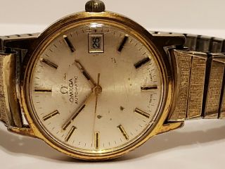 Omega Vintage Automatic 14k Gf Stainless Steel Mens Watch 1970’s Engraved