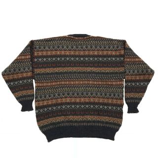 Vintage Burberry 100 Wool Crewneck Sweater Size Large Fair Isle 5