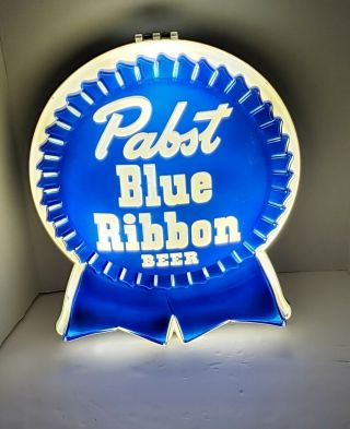 Vintage Rare " Pabst Blue Ribbon Beer " Light Up Sign No.  2137 Mancave Bar Den