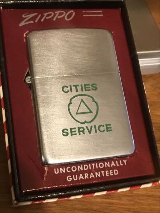 Vintage 1950s Cities Service Advertisement Zippo Lighter - Mib Unfired