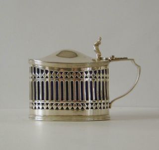 A Good Quality Antique Heavy Sterling Silver Mustard Pot Chester 1897 84 Grams 2