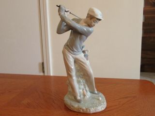 Vintage Retired Lladro 4824 Large 11 " Male Golfer Figurine
