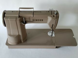 VTG 1950 ' s Singer 301A Beige Heavy Duty Slant Needle Sewing Machine W/Case 3