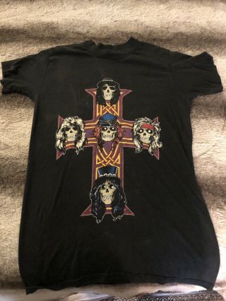 Guns N Roses Small T - Shirt Vintage Axl Rose Skull Cross Design Gnr Slash Rock