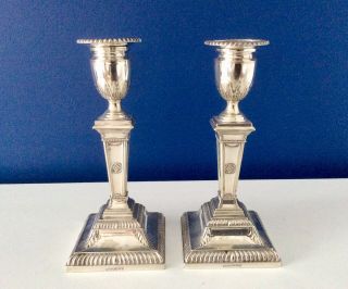 Fine 19th C.  Mappin & Webb Neoclassical Silver Plated Candlesticks C1870