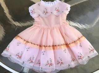 Vintage Toodler Baby Girl Sheer Floral Embroidered Dress