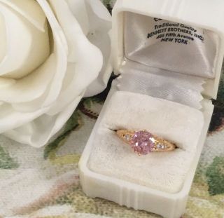 Vintage Jewellery Gold Ring With Pink And White Sapphires Antique Jewelry 8 Q
