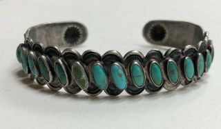 Unusual Vintage Navajo American Indian Silver & Needlepoint Turquoise Bracelet
