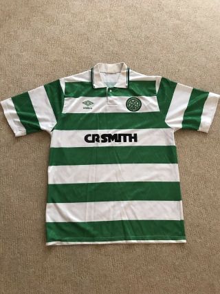 Vintage Umbro Celtic Home Football Shirt Top Jersey Cr Smith Med 1989 1990