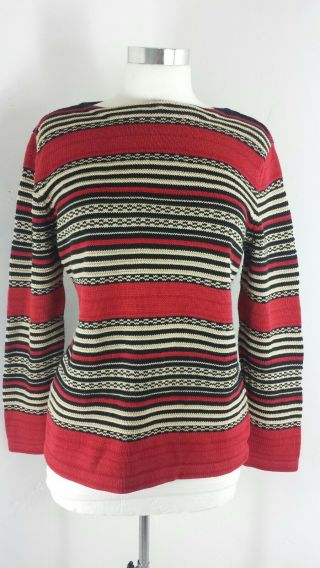 Ralph Lauren Vintage Jumper Red Black Sweater Fair Isle Black 90s 12 14 40 42
