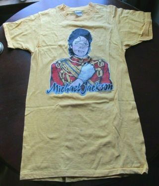 Rare Michael Jackson Tee Shirt Vintage 1984 Victory Glitter GLOVE Concert Tour 2