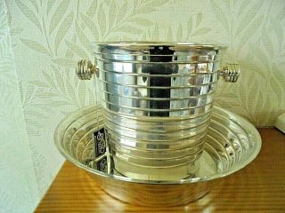 Vintage French Silver Plated Ice Bucket & Bowl